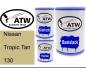 Preview: Nissan, Tropic Tan, 130: 500ml Lackdose + 500ml Klarlack + 250ml Härter - Set, von ATW Autoteile West.